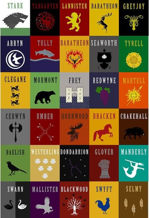 game of thrones houses Game Of Thrones Sigils, Game Of Thrones Map, Game Of Thrones Poster, Game Of Thrones Party, Game Of Thrones Quotes, Got Game Of Thrones, Game Of Thrones Funny, Gra O Tron, Game Of Throne