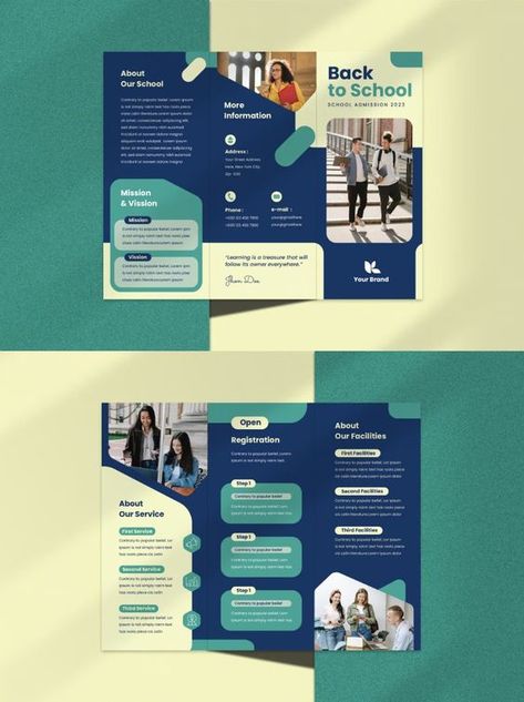 School Admission Brochure, School Admission Banner, School Brochure Design Creative, College Brochure Design, School Brochure Design, Back To School Brochure, College Brochure, Brochure Templates Free Download, Newspaper Design Layout