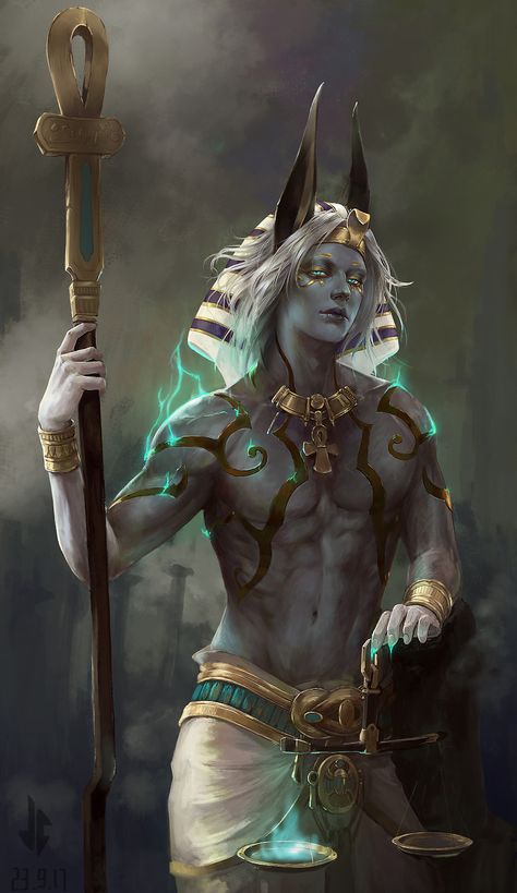 ArtStation - Anubis, Jean Cheng Ancient Egyptian Deities, Gods Of Egypt, Egyptian God, Egypt Art, Egyptian Mythology, Mythology Art, Egyptian Gods, Fantasy Warrior, Arte Fantasy