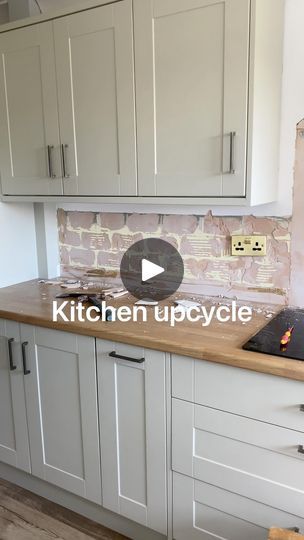 132K views · 3.9K reactions | Kitchen upcycle!! I cant believe I started this a year ago now, it’s my fav version of our kitchen which has seen a few upcycles due to my impulsive decision making. Im definitely trying to take more time to decide before I start any projects now but does mean it’s taking a lot longer 🤣constant battle. I’m so glad we decided to remove the worktop upstand for this it looks so much better. •cupboard colour Greige02 @lick * •Mdf panelling boards and trim @wickes •Vinyl wrap worktop is Ribbeck oak @createyourworldltd * •sink @bandq_uk •tap @plumbworld * *previously declared AD products Save for inspo Hope you have had a lovely week Charlotte Country cottage core kitchen panelling upcycle #diykitchen #kitchenupcycleproject #upcycledkitchen #kitcheninsp Kitchen Panel Ideas, Kitchen Panelling, Kitchen Upcycle, Mdf Panelling, Vinyl Wrap Kitchen, Cupboard Colour, Caulking Windows, Wickes Kitchens, Country Cottage Core