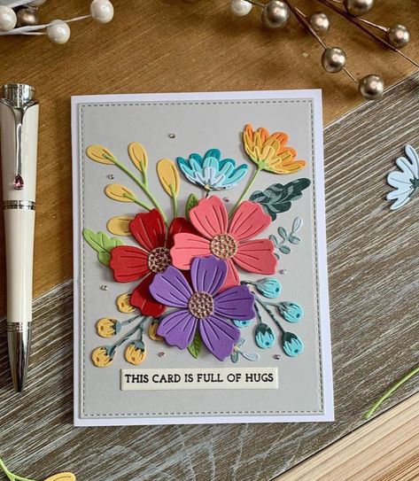 Flower Dies, Spellbinders Dies, Bold Flowers, Hand Made Greeting Cards, Spellbinders Cards, Making Greeting Cards, Beautiful Handmade Cards, Birthday Cards Diy, Card Sketches