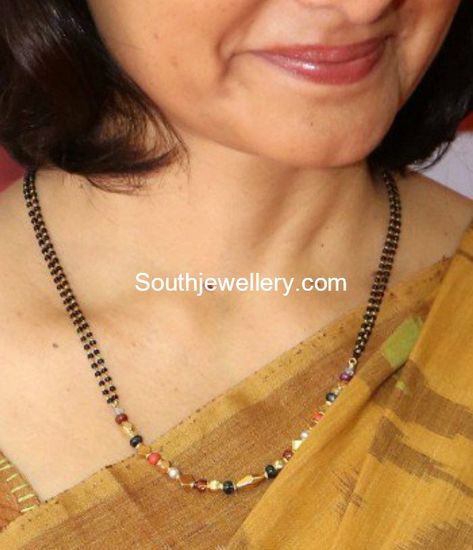 Navratna Mangalsutra, Simple Black Beads, Amala Akkineni, Black Beads Chain, Mangalsutra Chain, Black Beads Mangalsutra, Black Beads Mangalsutra Design, Jewellery Bridal, Pearl Jewelry Design