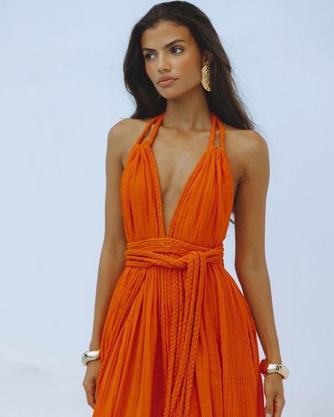 Back In Stock Faranah Maxi Dress - Orange Shop Now www.chiclefrique.com Sleeveless Outfit, Halter Maxi, Dress Orange, Halter Maxi Dresses, Back In Stock, Orange Dress, White Maxi Dresses, Beach Dresses, Beach Dress