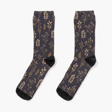 Get my art printed on awesome products. Support me at Redbubble #RBandME: https://www.redbubble.com/i/socks/Purple-and-Yellow-Botanical-Garden-Leaves-Floral-Print-by-StudioPosies/52805655.9HZ1B?asc=u Grunge Socks, Grunge Pattern, Heavy Metal Fashion, Print Socks, Pattern Socks, Heavy Metal Music, Floral Outfit, Patterned Socks, Metal Music