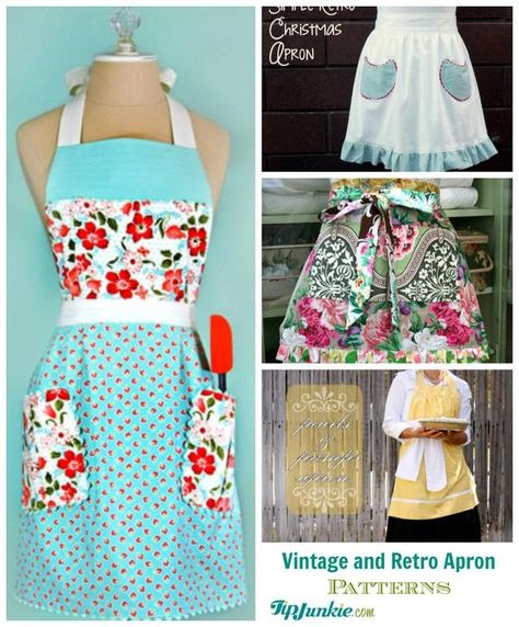 Free Vintage and Retro Apron Patterns! Vintage Apron Pattern Free Retro, Diy Apron Pattern, Retro Apron Patterns, Beginner Sewer, Free Apron Pattern, Vintage Apron Pattern, Apron Pattern Free, Half Aprons, Apron Patterns