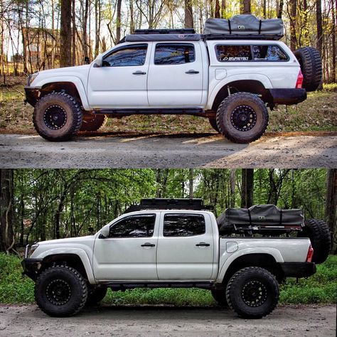 2,674 Likes, 130 Comments - Thomas Caldwell (@tcaldwell92) on Instagram: “Which setup do you prefer? Camper shell or bed rails. I love both! The thing is, both have pros and…” Tacoma Build, Toyota Tacoma Mods, Tacoma Mods, Toyota Tacoma 4x4, Tacoma 4x4, Camper Shells, Tacoma Truck, Overland Truck, Truck Camping