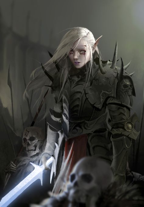 "Undead elf" by Bangku An Undead Character Design, Undead Character, Undead Knight, Character Design Anime, Dark Creatures, Female Elf, Elf Art, Fantasy Heroes, Dungeons And Dragons Characters