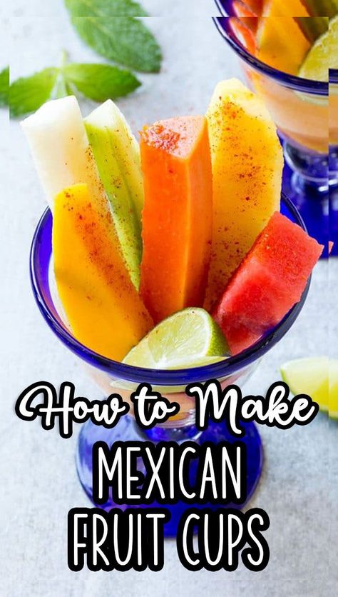 Mexican Fruit Cups, Mexican Fruit, Fiesta Recipes, Lime Seasoning, Southwestern Recipes, Chili Lime Seasoning, Fresh Snacks, Gourmet Cooking, Fruit Cups