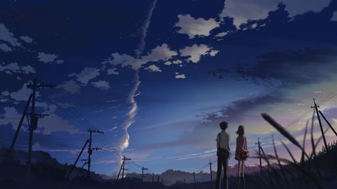 #sky, #power lines, #artwork, #5 Centimeters Per Second, #utility pole, #anime, #Makoto Shinkai , wallpaper 5cm Per Second, 5 Centimeters Per Second, Your Name Wallpaper, Anime Dubbed, Best Romance Anime, Japon Illustration, Anime Cover Photo, Name Wallpaper, Couple Wallpaper