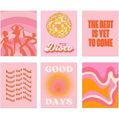 Pink Orange Yellow Room Decor, Lovers Wall Art, Orange And Pink Poster, Yellow And Pink Room Ideas, Pink Orange Bathroom, Dorm Room Ideas Orange, Pink Orange Room, Pink And Orange Room Decor, Pink And Yellow Room