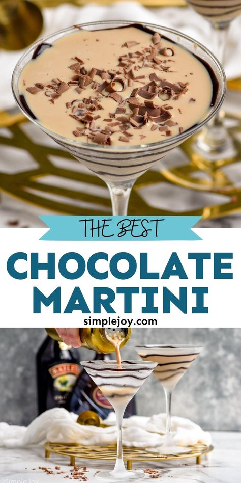 This delicious Chocolate Martini is only three ingredients, and it is the perfect after dinner treat! I love dessert cocktails. Chocolate Pretzel Martini, Hot Chocolate Martini Recipe, Fancy Martini Recipes, Easy Chocolate Martini Recipe, Martini Recipes Tequila, Choc Martini Recipe, Mozart Chocolate Liqueur Cocktail, Chocotini Recipe, Chocolate Martini Recipe Easy