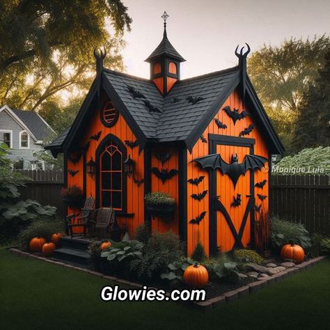 Gothic She Shed Ideas, Spooky She Shed, Monique Lula, She Shed Ideas, Halloween Gothic, Shed Ideas, Cute House, She Shed, Outdoor Fire