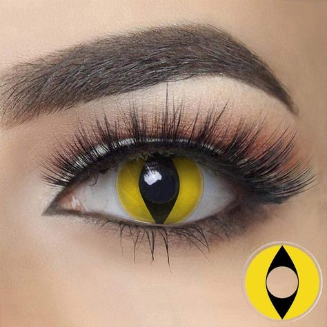 Cheshire Cat Cosplay, Cat Eye Contacts, Doctor Halloween, Eyes Halloween, Punk Style Outfits, Eye Contacts, Eye Contact Lenses, Yellow Snake, Halloween Contact Lenses