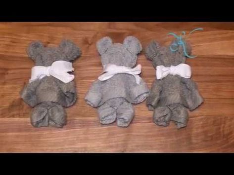 DIY Teddy Bear Washcloth Towel | How To Baby Shower Ideas - YouTube Teddy Bear Washcloth, Towel Reindeer, Bear Washcloth, Baby Clothes Diy, Washcloth Teddy Bear, Bee Diy, Washcloth Animals, Washcloth Crafts, Squishies Diy