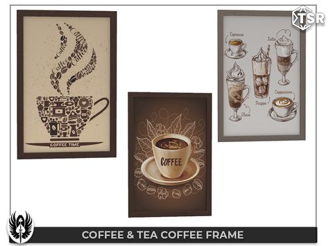 CC sims 4 décoration Sims 4 Coffee Cc, Sims 4 Coffee Bar, Sims 4 Cafe Cc, Coffee Tea Corner, Sims 4 Cc Posters Decor, Tea Corner, Sims 4 Kitchen, Clothes Cc, Cc Sims4