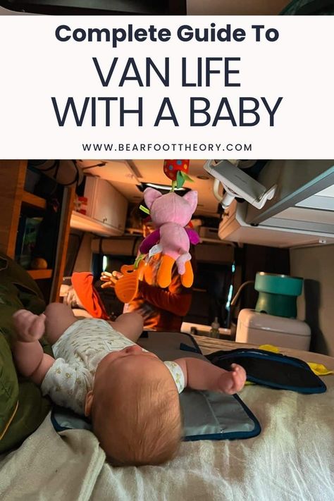 Want to do van life with a baby? It’s not without its challenges, but it is possible! Learn what has worked for my family and what hasn’t. Family Van Life, Van Life With Kids, Baby Vans, Newborn Needs, Travel Crib, Baby Layouts, Bus Life, Van Home, Baby Proofing