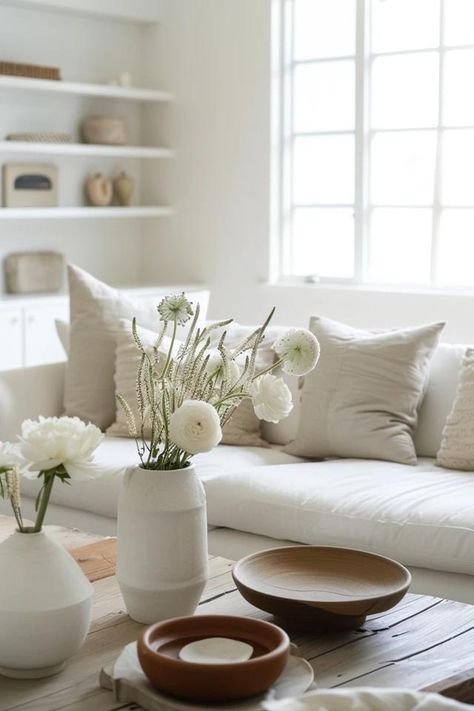 All White Decorating Ideas for Chic Party Vibes White Decorating Ideas, All White Decor, Decorating Ideas For Party, Havenly Living Room, White Ottoman, Fire Places, Classy Decor, Chic Party, Themed Decor