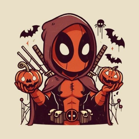 Marvel Halloween Wallpaper, Deadpool Chibi Cute, Deadpool Animated, Deadpool Fanart, Deadpool Halloween, Deadpool Art, Cricut Stencils, Dead Pool, Fish Eye