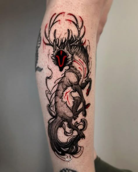 Forest God Tattoo, Forest Creature Tattoo, Cute Demon Tattoo, Eldritch Tattoo, Tattoo Art Ideas, Palm Size Tattoos, Forest God, Forest Tattoo, Grunge Tattoo