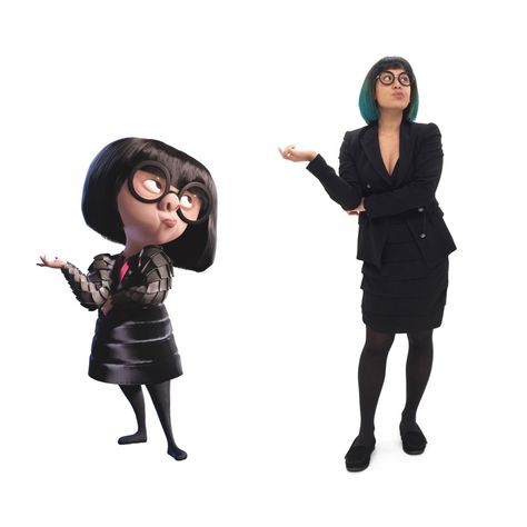 Quick And Easy Costumes, Edna Mode Costume, Brown Hair Halloween Costumes, Incredibles Costume, Edna Mode, Everyday Cosplay, Disneyland Halloween, Black Bob, 1 Am