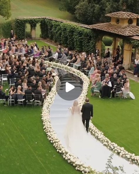 Now that’s a weekend worthy walk down the aisle! A mirrored aisle lined in an abundance of all-white blooms is exactly the entrance we ... | Instagram Garden Wedding Aisle Walkways, Reflective Aisle Runner Wedding, Mirror Isle For Wedding, Mirror Aisle Runner Weddings, Asile Wedding Ideas Outdoor, Aisle Runner Wedding Outdoor, Mirror Wedding Aisle, Mirrored Wedding Aisle, Wedding Walkway Ideas