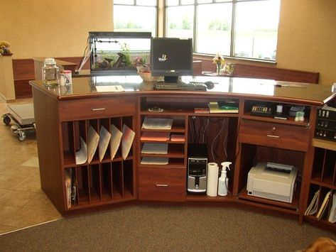 Veterinary Storage Solutions, Part 2 | Veterinary Care Logistics LLC Pharmacy Organization, Veterinary Design, Chiropractic Office Design, Receptionist Desk, Waiting Room Design, Optometry Office, Reception Waiting, Vet Office, Office Idea