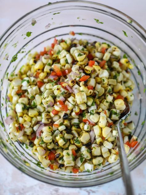 This skirt steak recipe is so super easy and delicious! Marinate it for a bit, prepare it to your liking then serve it with the most flavorful avocado pesto and grilled corn relish. Feels like a fancy restaurant meal and will make you love skirt steak forever! I howsweeteats.com #skirt #steak #avocado #pesto #corn #relish #recipes Sides For Skirt Steak, Skirt Steak Sides, Skirt Steak Sides Dishes, Pesto Steak, Pesto Corn, Steak Avocado, Avocado Pesto Recipe, Skirt Steak Recipe, Corn Relish Recipes