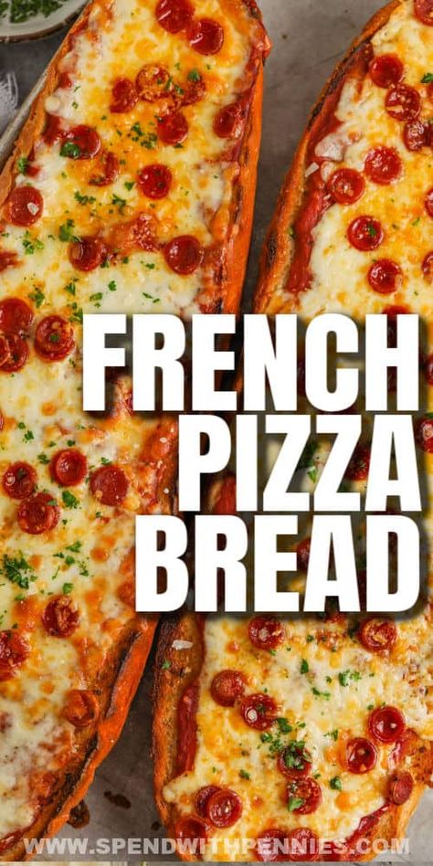 French Pizza, Easy French Bread, Pizza Easy, French Bread Pizza, Best Homemade Pizza, Spend With Pennies, Pizza Sauce Homemade, Bread Pizza, Homemade Dough