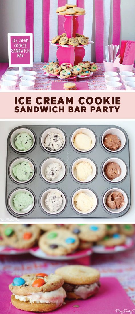 Is your kid’s birthday coming up? Score parent of the year by setting out an Ice Cream Cookie Sandwich Bar for his or her party. Little do they know that this special dessert recipe couldn’t be easier to make! Grab a selection of Dreyer’s Slow Churned light ice cream—like Rocky Road, Mint Chocolate Chip, Cookies and Cream, and Classic Vanilla�—to get started. Ice Cream Cookie Sandwich Bar, Sandwich Bar Party, Ice Cream Sandwich Bar, Mint Chocolate Chip Cookies, Cookie Sandwich, Sandwich Bar, Ice Cream Cookie Sandwich, Diy Ice Cream, Special Desserts