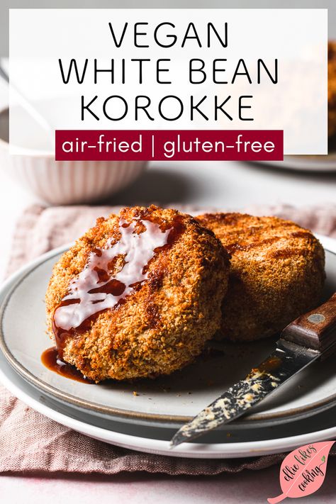 Japanese Croquettes, Japanese Croquette, Vegan Japanese Food, Air Fryer Vegan, Japanese Vegan, Vegan Japanese, Extra Protein, Tea Food, Vegan Comfort Food