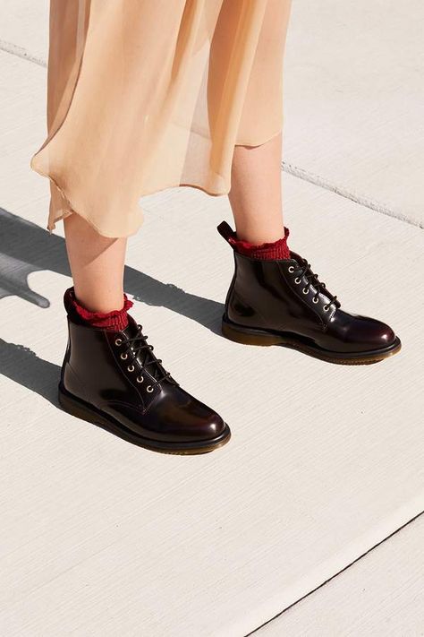 Dr. Martens Emmeline Lace-Up Boot #freepeople #anthropologie #drmartens #shoes #insta #fashionblogger Dr Martens Emmeline, Brown Ankle Boots Outfit, Red Doc Martens, Doc Martens Outfits, White Doc Martens, Dr Martens Outfit, Doc Martens Style, Free People Boots, Doc Martens Outfit