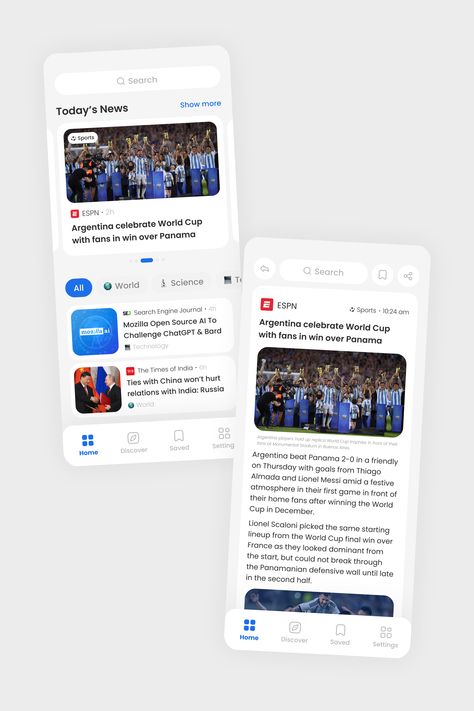 Just a simple news app design for today ✌️ I hope you all like it 😉 Follow me Dribbble - https://dribbble.com/DesignbyAkhil Behance - https://www.behance.net/akhilraj73 Instagram - https://www.instagram.com/designbyakhil/ News App Ui Design, News App Design, News App Ui, Ux Design Mobile, Ui Ux Website, Android Design, App Home, App Ui Design, News Website