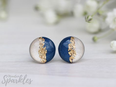 Navy Blue resin earrings by Mountain Sparkles | www.etsy.com… | Flickr Navy Blue Earrings, Resin Jewelry Diy, Resin Jewelry Making, Titanium Earrings, Diy Resin Art, Clay Jewelry Diy, Diy Resin Crafts, Earrings Dainty, Triangle Earrings