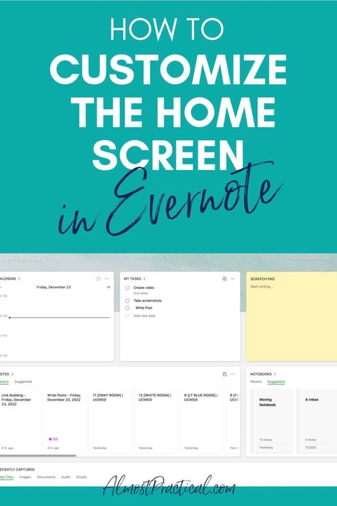 This is how to use widgets to customize your home screen in Evernote. This will help your digital organization and turn it into your command center for your workflow. Evernote Organization, Calendar Widget, Organizing Life, Typed Notes, Digital Organization, Google Calendar, Command Center, Organizing Tips, Blogging Advice