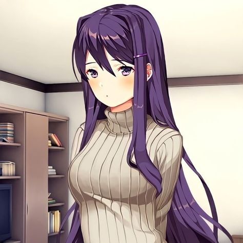 Yuri Game, Ddlc Yuri, Dark Purple Hair, Doki Doki Literature Club, Popee The Performer, Dreamcore Weirdcore, Crazy Eyes, Psychological Horror, Doki Doki