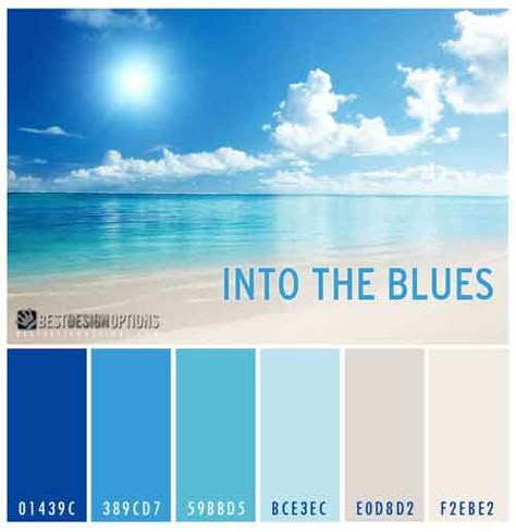 Beach Color Schemes, Blue Beach House, Beach Color Palettes, Beach House Colors, Color Schemes Colour Palettes, Good Color Combinations, Summer Color Palette, Blue Palette, Beach Color