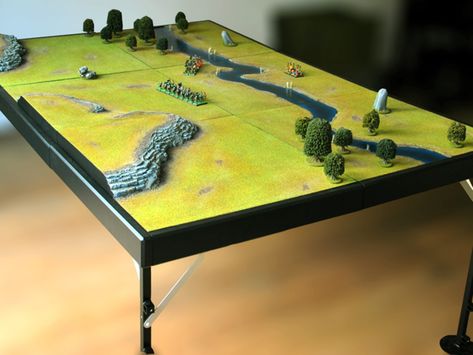 A modular gaming table for playing and storing modular gaming boards. | Check out 'Modular Gaming Table' on Indiegogo. Wargame Table, Warhammer Scenery, Fantasy Terrain, Miniature Terrain, Wargaming Table, Scatter Terrain, Warhammer Terrain, 40k Terrain, Miniature Gaming