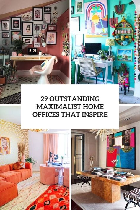 29 Outstanding Maximalist Home Offices That Inspire - DigsDigs Home Office Inspiration Maximalist, Maxamilist Office, Colorful Eclectic Office Decor, Eclectic Boho Office, Moody Maximalist Decor Office, Bold Home Office Design, Maximalist Home Office Ideas, Eclectic Maximalism Office, Colorful Maximalist Decor Office