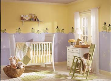 cute frog room Lavender And Yellow Bedroom, Ceiling Paint Design, Interior Paint Ideas, Nursery Purple, Yellow Kids Rooms, Pink Baby Room, Color Palette Interior Design, Ceiling Paint, Baby Room Colors