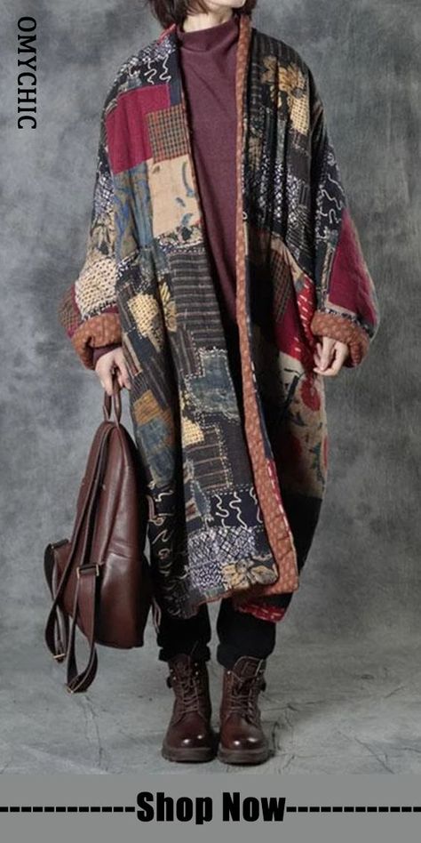 Chic Oversized Batwing Sleeve Pocket Coat Coat Of Many Colors, Patchwork Clothes, Patchwork Jacket, Coat Pocket, Oversize Fashion, Hairstyles Medium, Mode Inspo, Women Hairstyles, Older Women Hairstyles