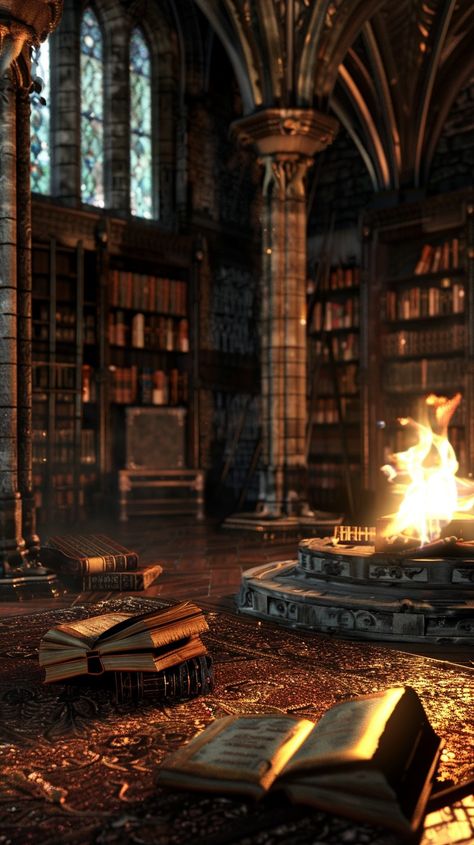 "Enchanting Library Hearth: A #cozy fire crackles amidst an ancient library, illuminating the histories of #forgotten realms within. #gothic #antique #books #aiart #aiphoto #stockcake ⬇️ Download and 📝 Prompt 👉 https://stockcake.com/i/enchanting-library-hearth_437561_127363" Gothic Library, Gothic Antique, Building On Fire, Ancient Library, Library Aesthetic, Forgotten Realms, Hello Kitty Backgrounds, Book Aesthetics, Image Downloads