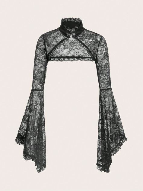 ROMWE PUNK Floral Lace Super Crop Top Without CamiI discovered amazing products on SHEIN.com, come check them out! Romwe Outfit, Goth Outfit Inspo, Super Crop Top, Punk Top, Plus Size Goth, Alt Clothes, Cropped Camisole, Future Clothes, Goth Outfits