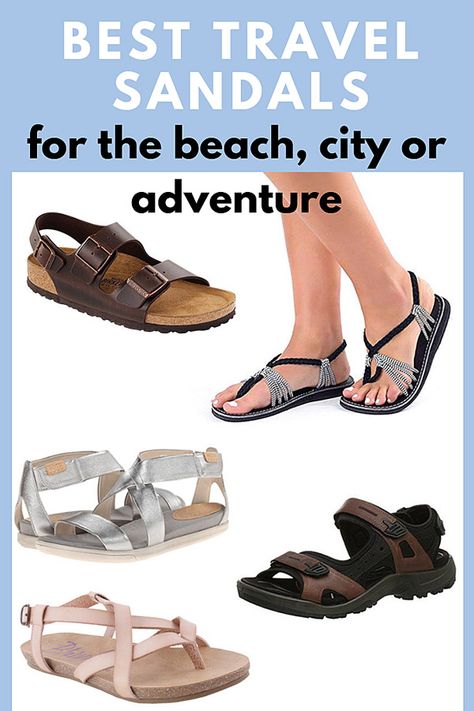 The best travel sandals for men and women are both comfortable and good-looking. See these 15 great styles (plus 16 bonus choices) perfect for the beach, city and adventure! #sandals #shoes #comfortablesandals #travelsandals #sandalsformen Sandals For Greece, Walking Sandals Travel, Walking Sandals Women, Mission Fits, Greece Packing, Best Travel Sandals, Beach Shoes Women, Best Walking Sandals, Adventure Sandals