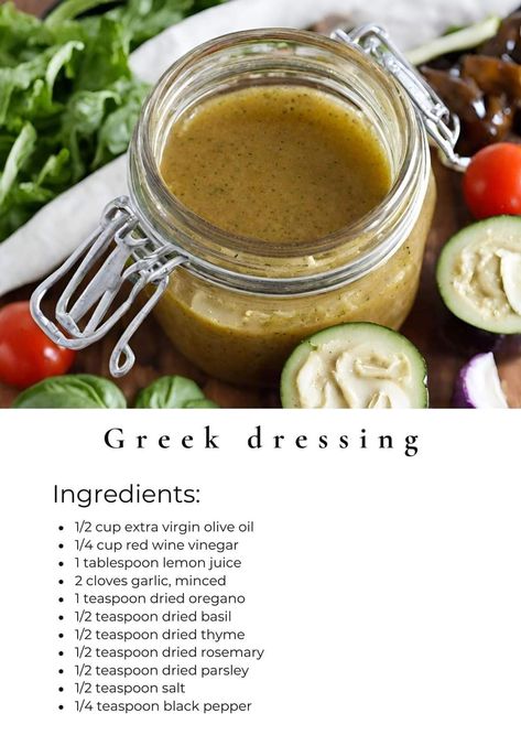 Greek Salad Dressing Recipe, Homemade Greek Dressing, Easy Salad Dressing Recipes, Greek Vinaigrette, Salad Dressing Recipes Healthy, Greek Dressing, Greek Salad Dressing, Easy Salad Dressing, Greek Salad Recipes