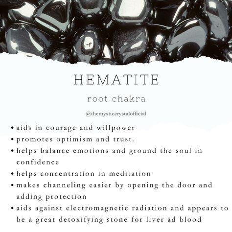 Find out more information about Hematite on my website. Follow the link for more details. Ethically sourced crystals are available for sale there as well! Don't forget to subscribe to our newsletter Hematite Meaning, Hematite Properties, Hematite Jewelry, Hematite Crystal, Crystal Cave, Witch Spell Book, Electromagnetic Radiation, Crystals Healing Properties, Spiritual Crystals