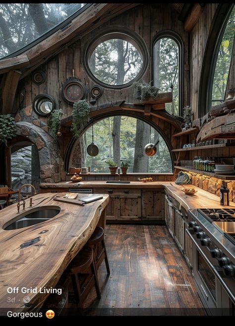 Casa Hobbit, Rustic Kitchens, Aesthetic Types, Dream Life House, Rustic Home Design, Hobbit House, Dream House Rooms, Cool House, Fantasy House