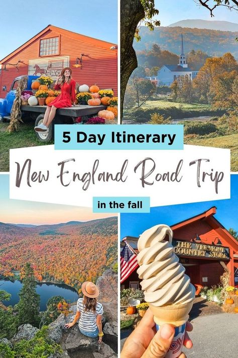 New England fall with kids: dream or disaster? This 5-day itinerary for Vermont & New Hampshire makes it a breeze! Discover the ultimate guide to breathtaking fall foliage, adorable towns (think Woodstock!), and fun activities that won't have your kids begging for screens. This guide also includes useful tips, a handy map, what to see, things to do, and more for a stress-free fall getaway with the family! Fall Foliage New Hampshire, 5 Day New England Fall Road Trip, Fall New Hampshire, Vermont Itinerary Fall, Manchester New Hampshire Things To Do, New Hampshire Things To Do In, New England Itinerary, Fall With Kids, Vermont In The Fall