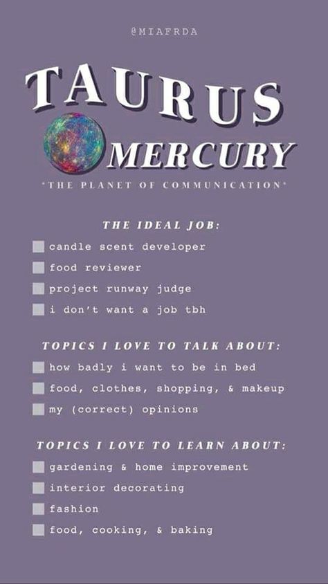 Mercury In Taurus, Planet Astrology, Astrology Placements, Astrology Notebook, House Astrology, Astrology Witch, Planets In Astrology, Planets Astrology, Mercury Planet