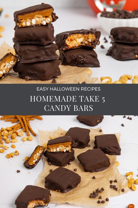 Homemade Take 5 Bars – Everyday Dishes Homemade Take 5 Bars, Take 5 Candy Bar Recipe, Take 5 Bars, Take 5 Candy Bar, Candy Bar Recipe, Diy Dish, Peanut Butter Pretzel, Easy Halloween Food, Take Five