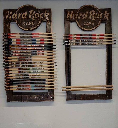 Drumstick Holder Diy, Drumstick Display, Drumstick Holder, Music Room Design, Drum Room, Drummer Gifts, Drum Sticks, Stick Art, Diy Holder